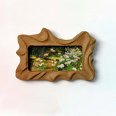 Small Handcrafted Wavy Solid Wood Picture Frame – Vintage Floral Art For Cozy Cottagecore Home Decor