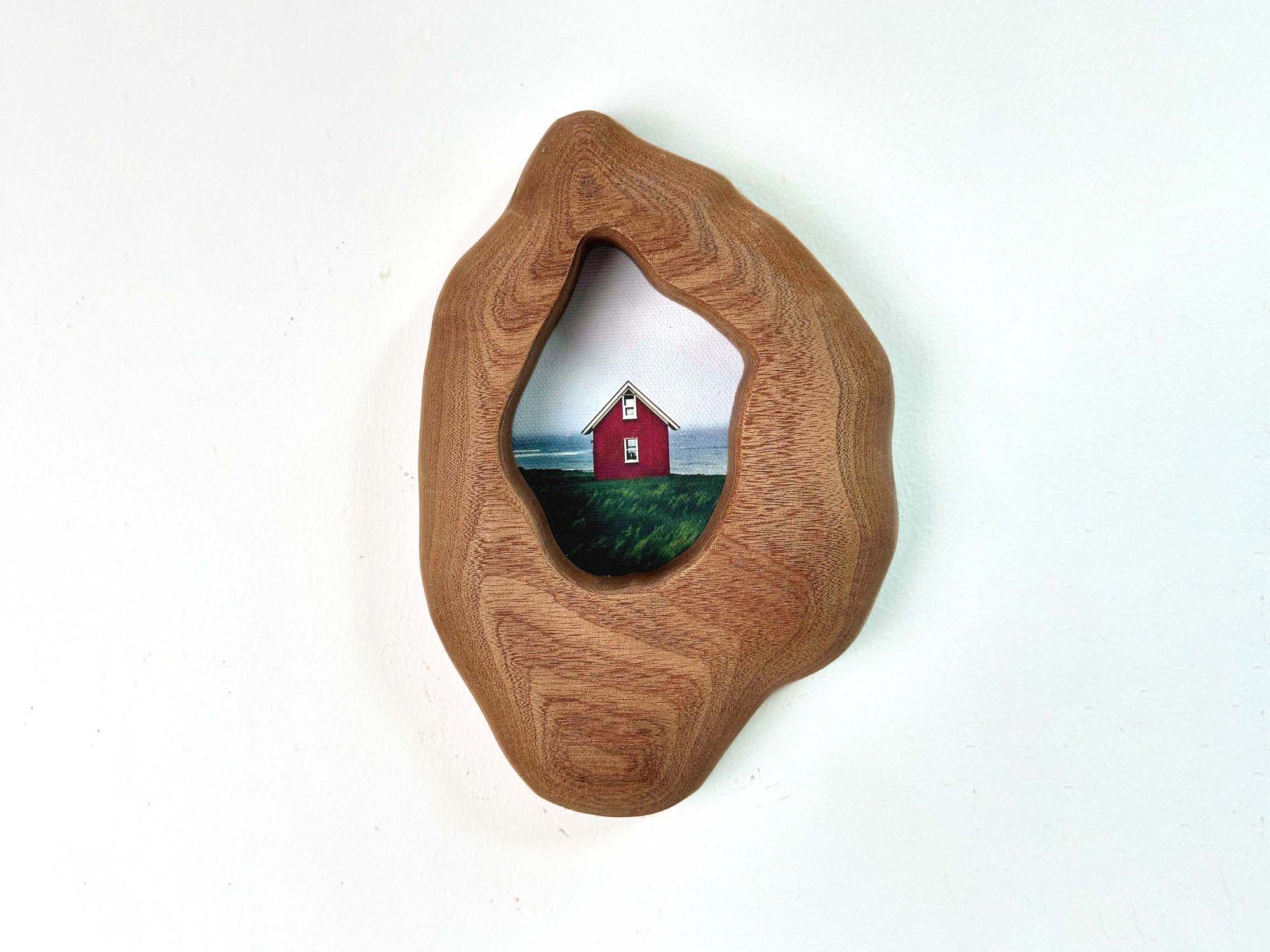 Rustic Organic Wooden Frame | Coastal Red House Wall Art,Minimalist Home Decor