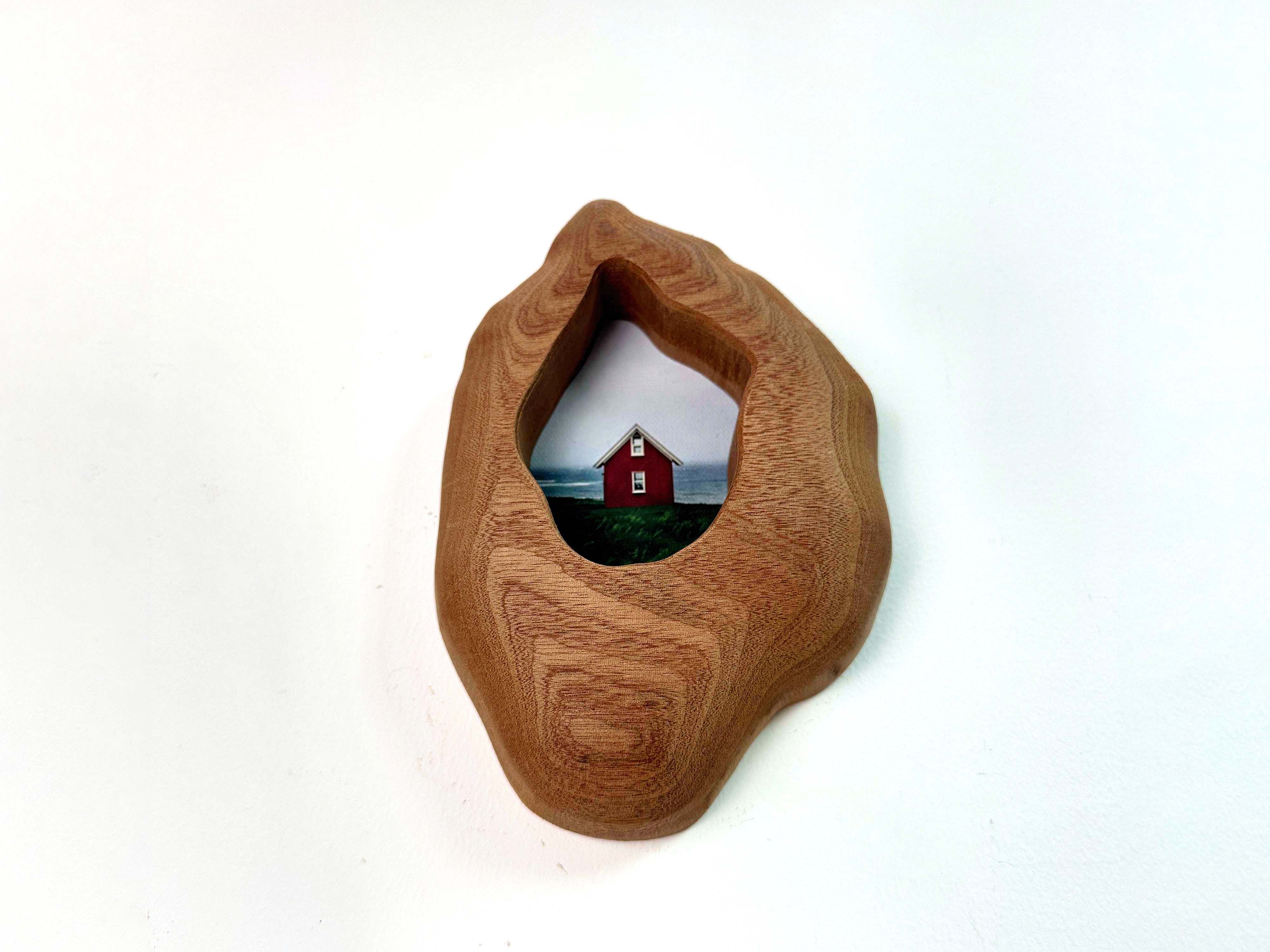 Rustic Organic Wooden Frame | Coastal Red House Wall Art,Minimalist Home Decor