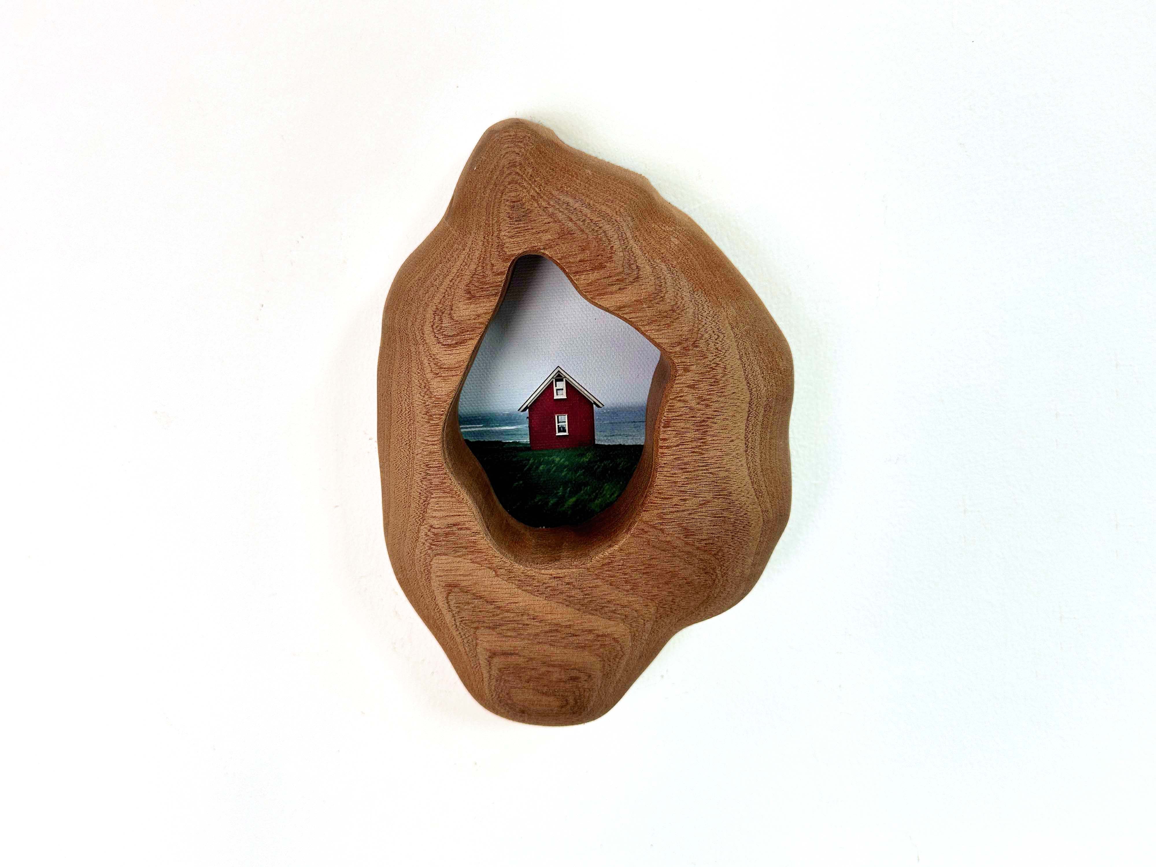 Rustic Organic Wooden Frame | Coastal Red House Wall Art,Minimalist Home Decor