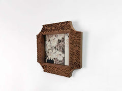 Hand Carved Textured Wood Frame 5x5"-Rustic Boho Wall Art & Photo Display