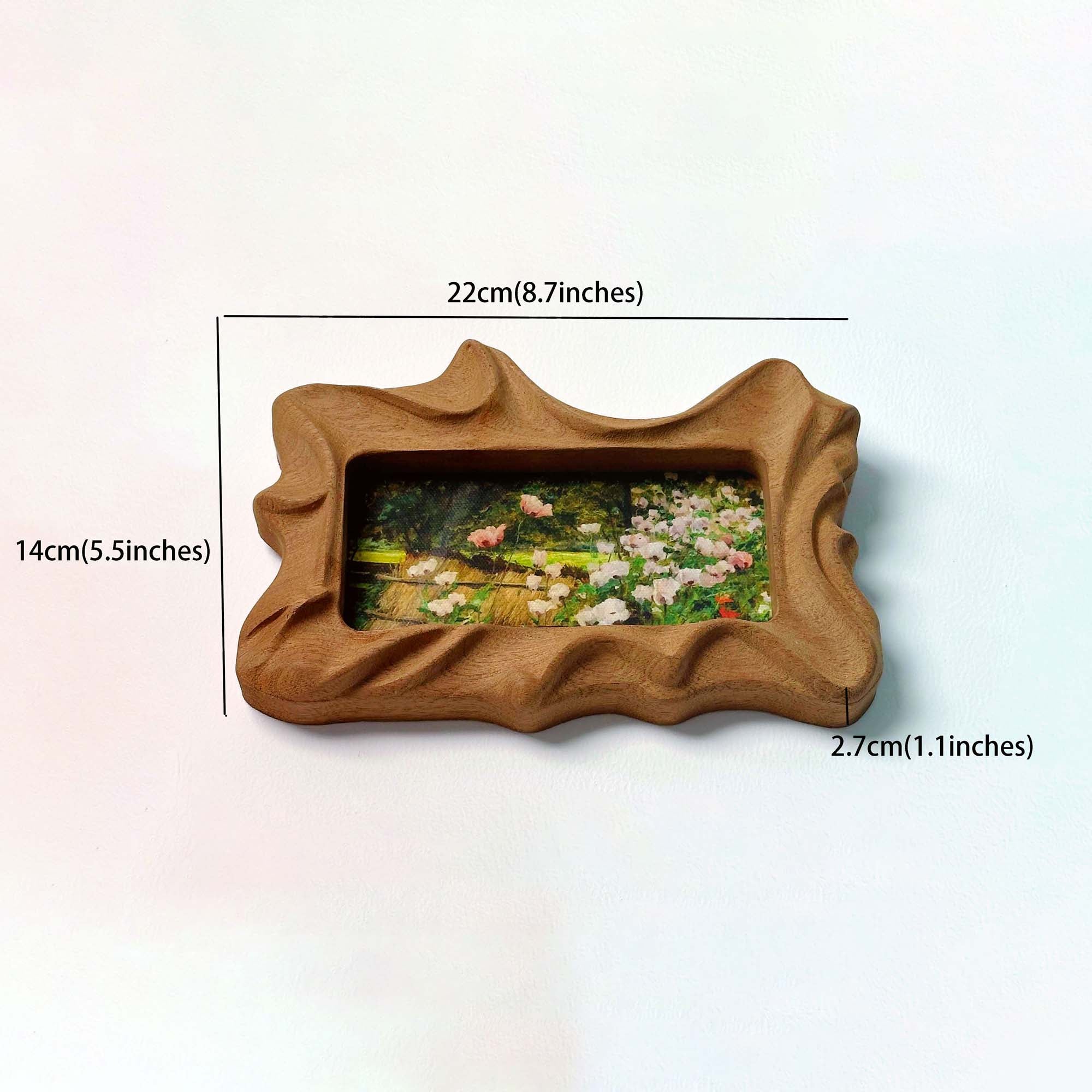 Handcrafted Wavy Solid Wood Picture Frame – Vintage Floral Art For Cozy Cottagecore Home Decor