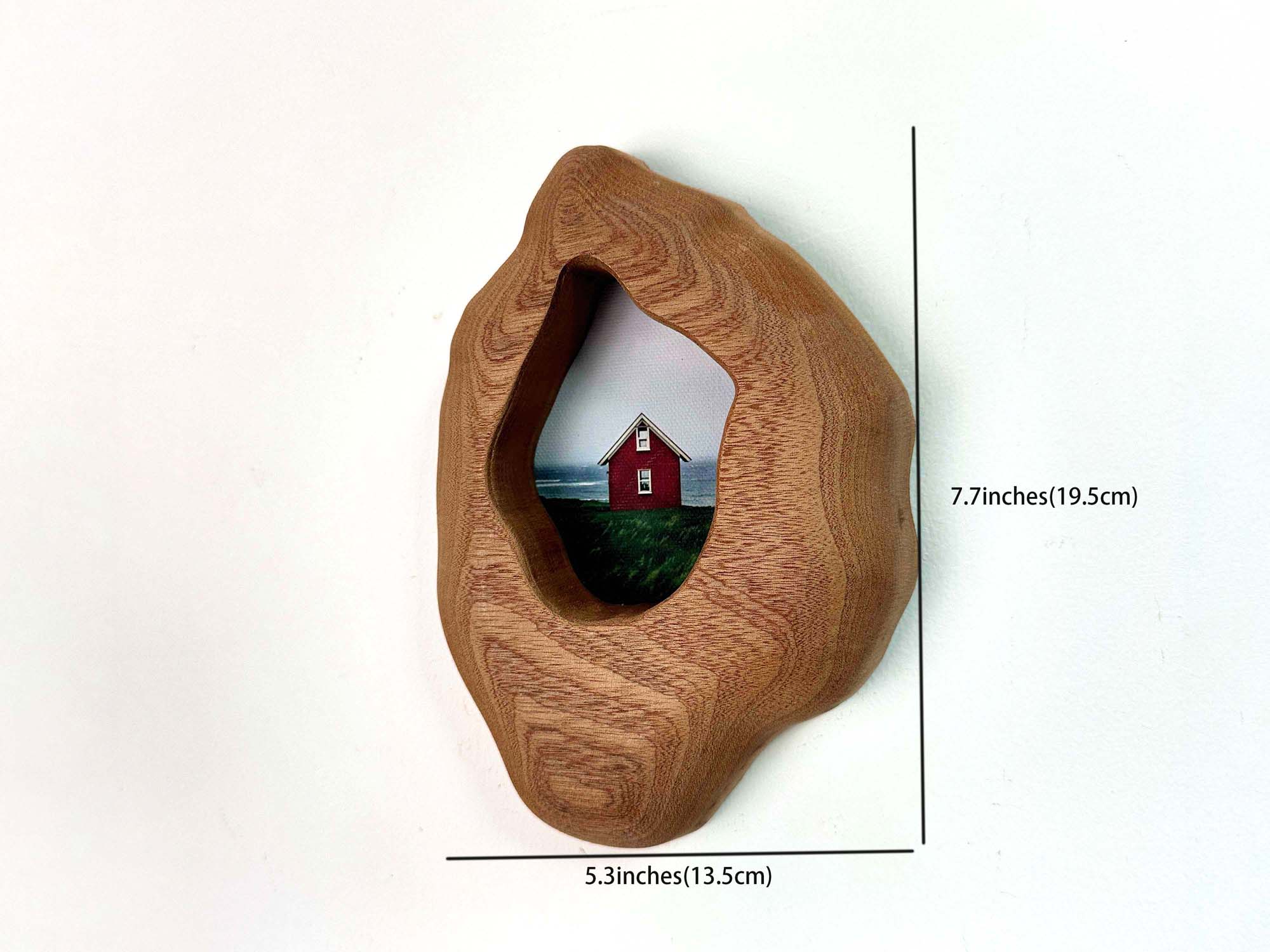 Rustic Organic Wooden Frame | Coastal Red House Wall Art,Minimalist Home Decor