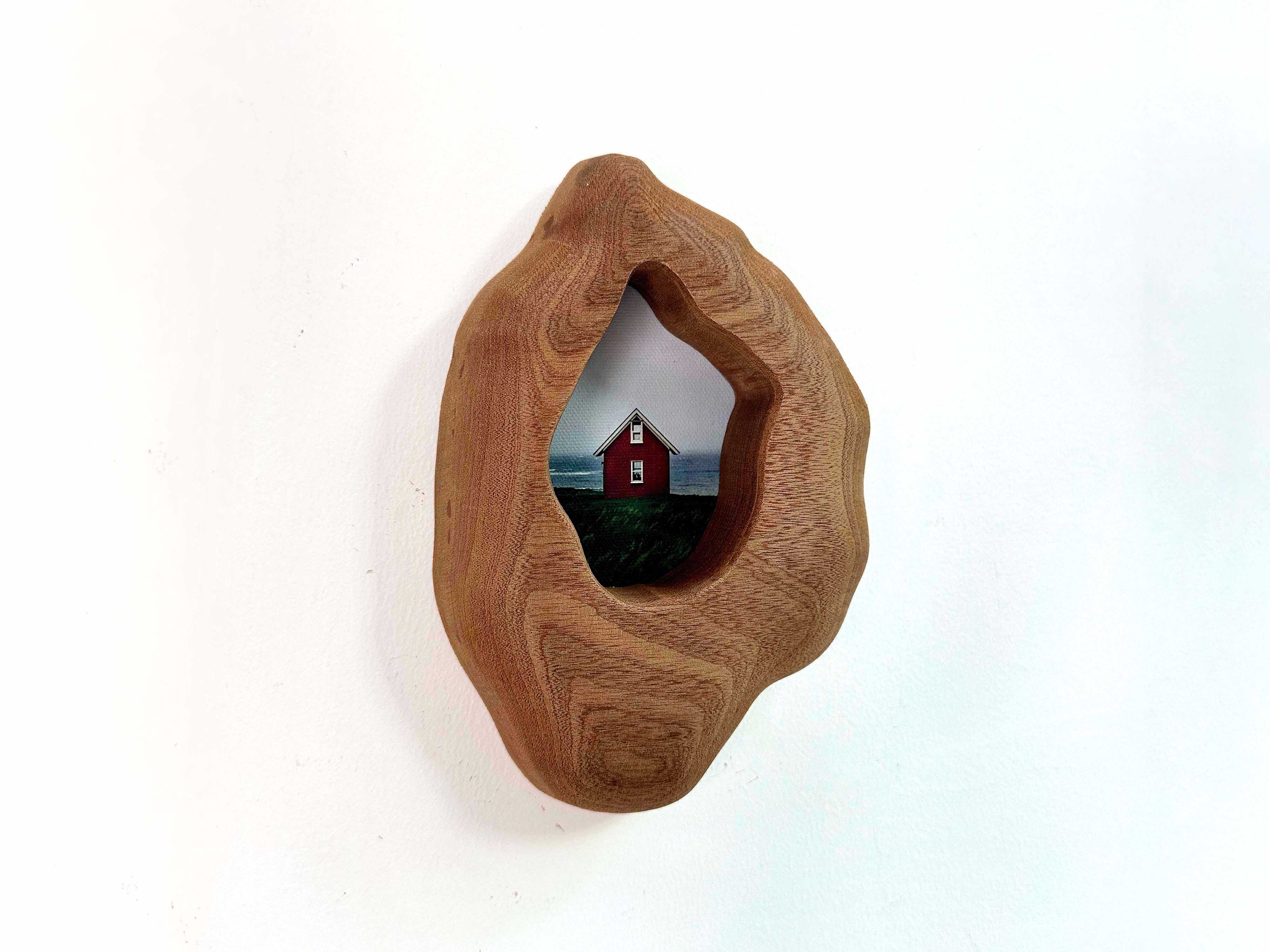 Rustic Organic Wooden Frame | Coastal Red House Wall Art,Minimalist Home Decor