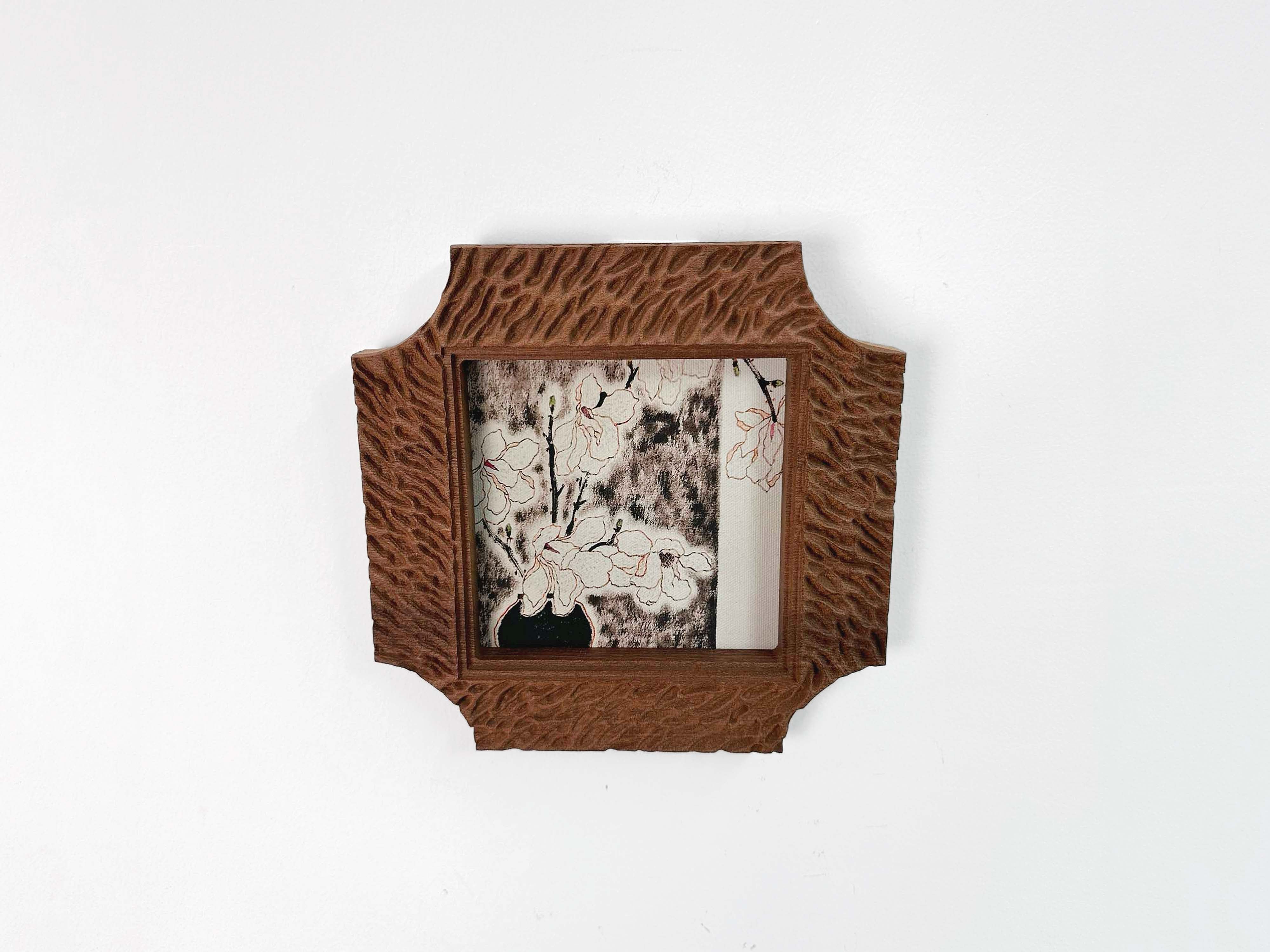 Hand Carved Textured Wood Frame 5x5"-Rustic Boho Wall Art & Photo Display