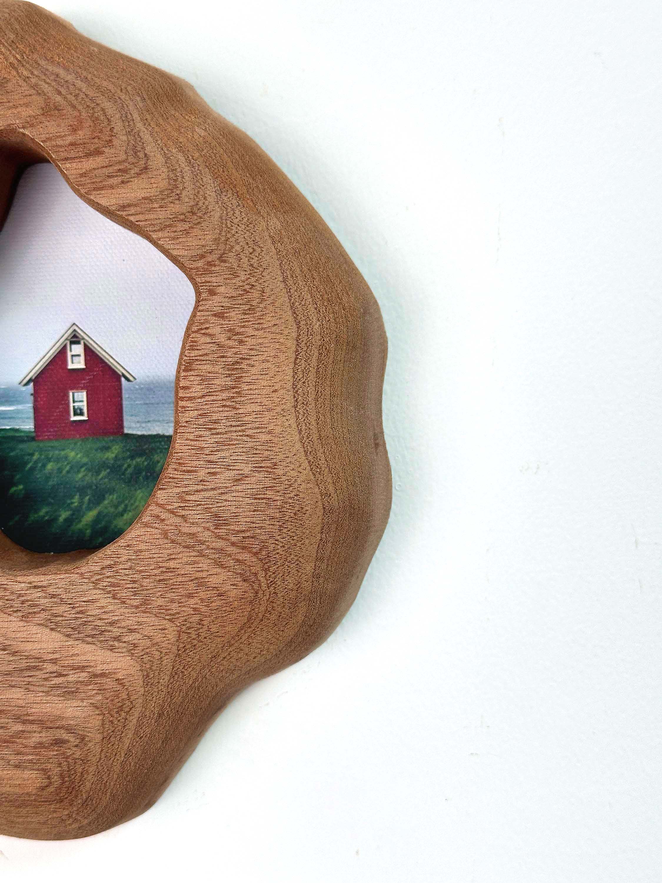 Rustic Organic Wooden Frame | Coastal Red House Wall Art,Minimalist Home Decor