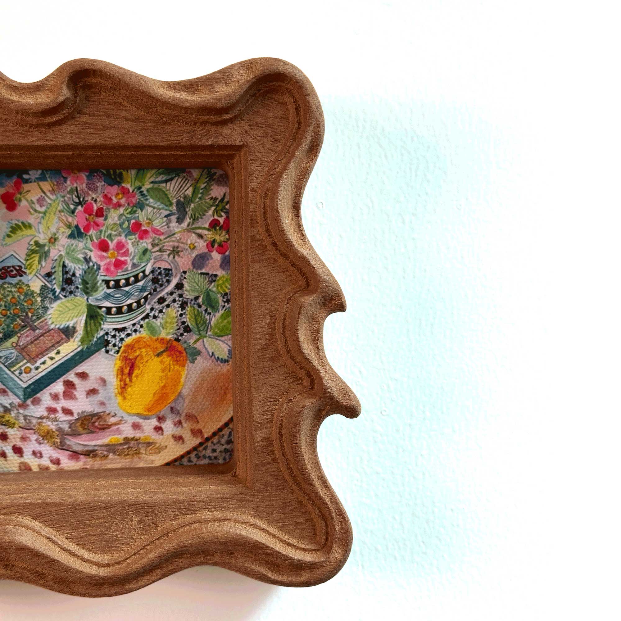 Ornate Wavy Handmade Solid Wood Frame – Fits 3x3"