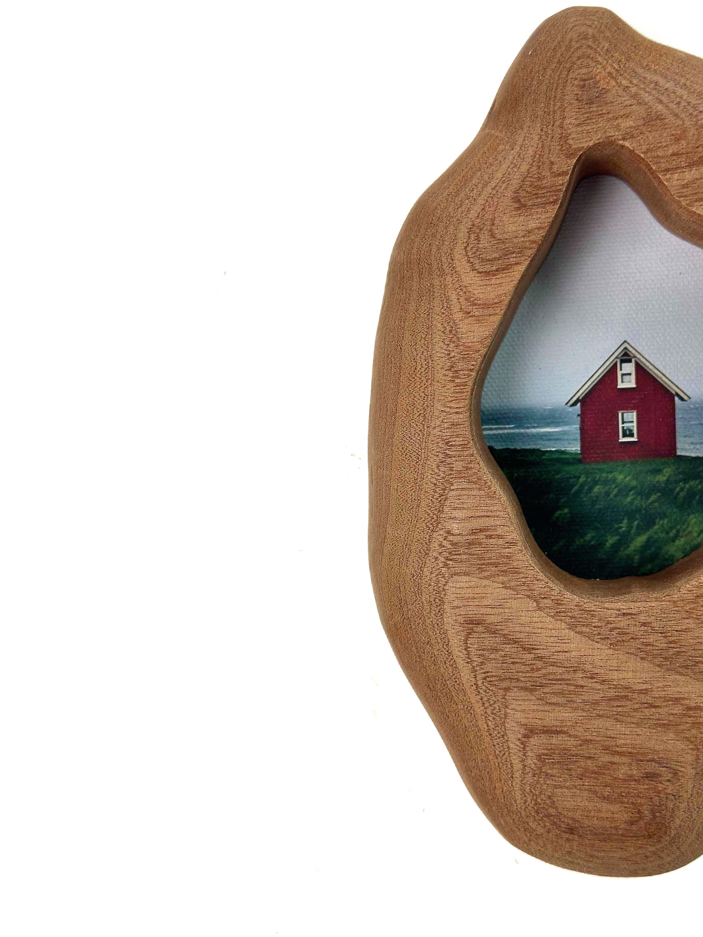 Rustic Organic Wooden Frame | Coastal Red House Wall Art,Minimalist Home Decor