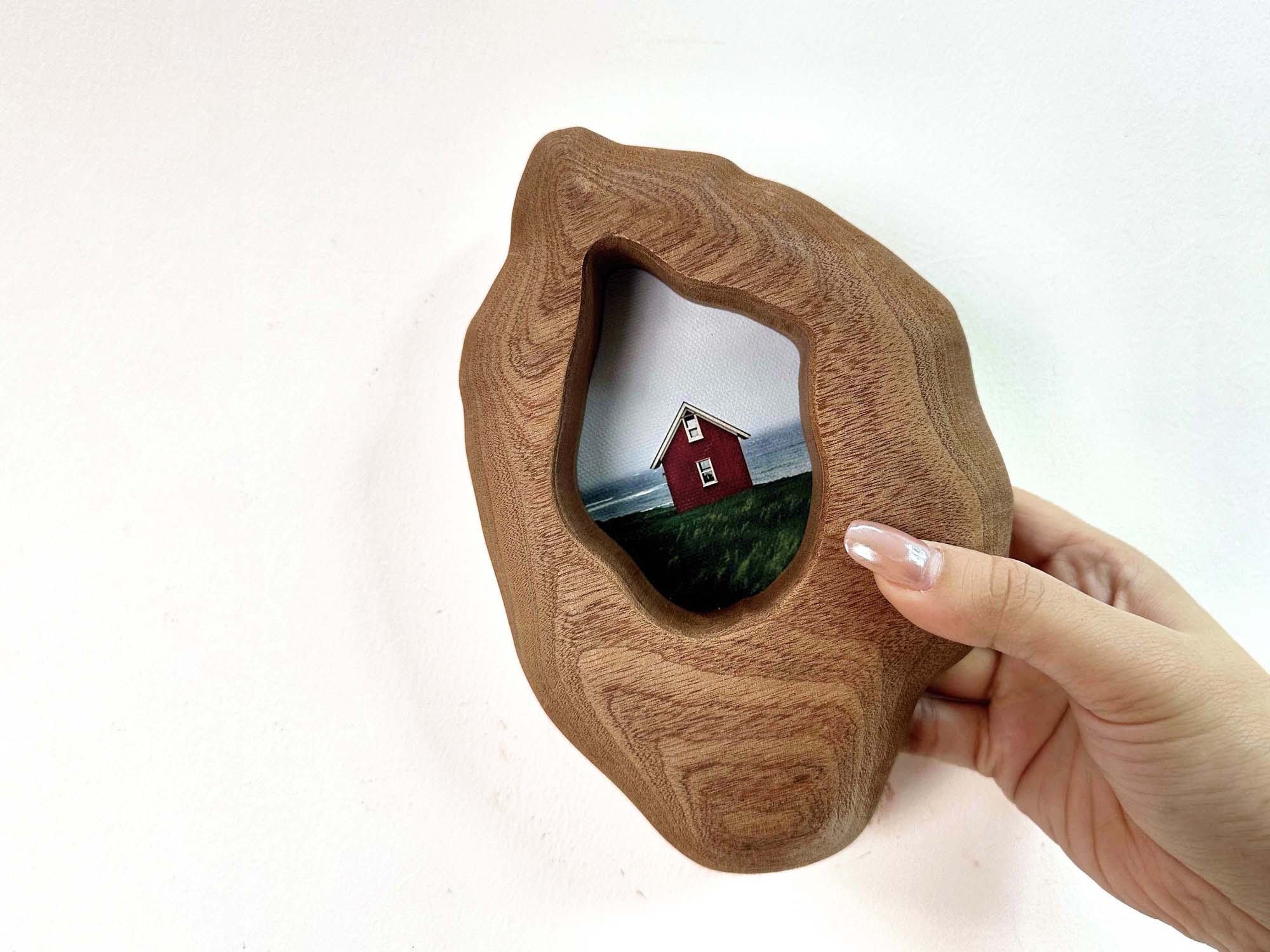 Rustic Organic Wooden Frame | Coastal Red House Wall Art,Minimalist Home Decor