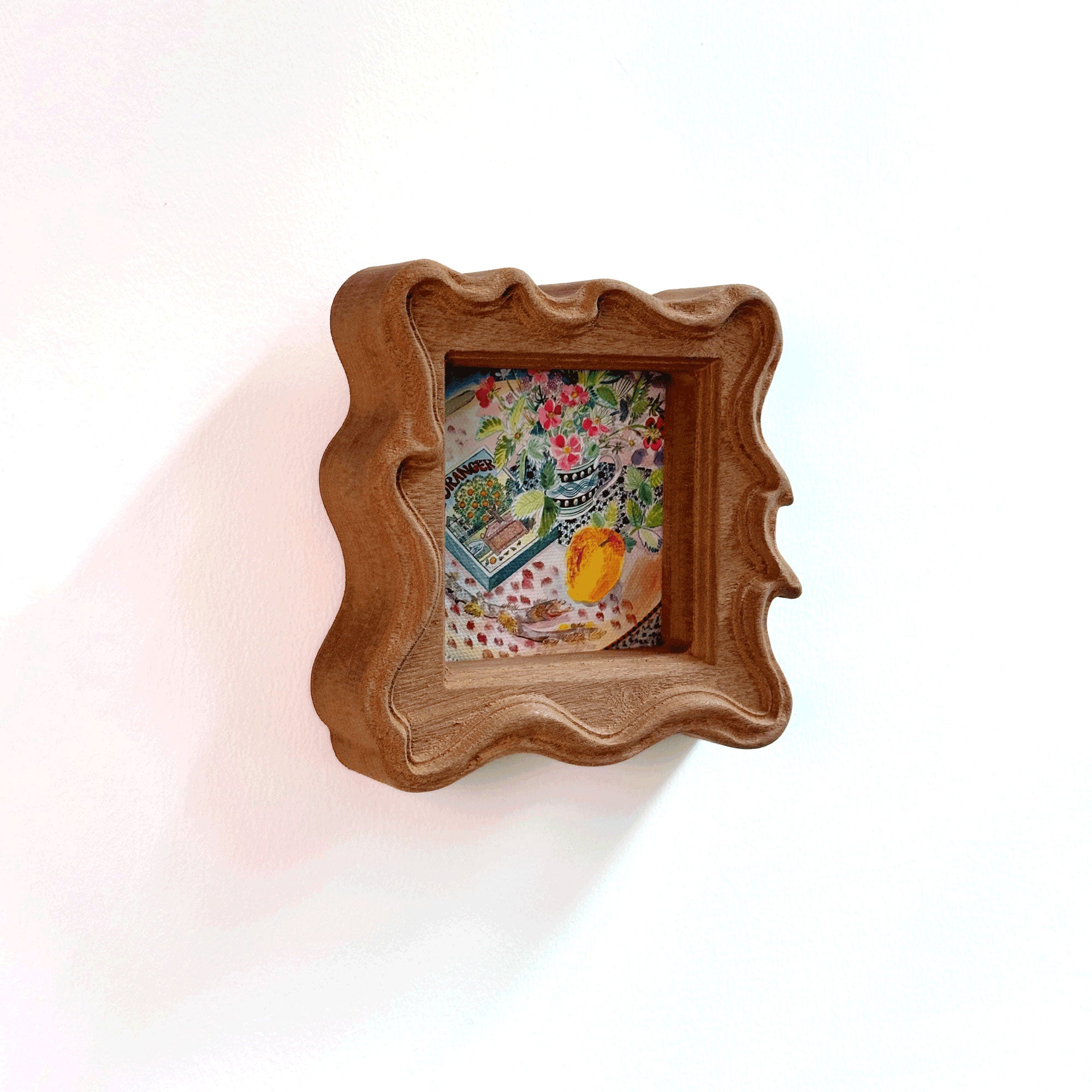 Ornate Wavy Handmade Solid Wood Frame – Fits 3x3"