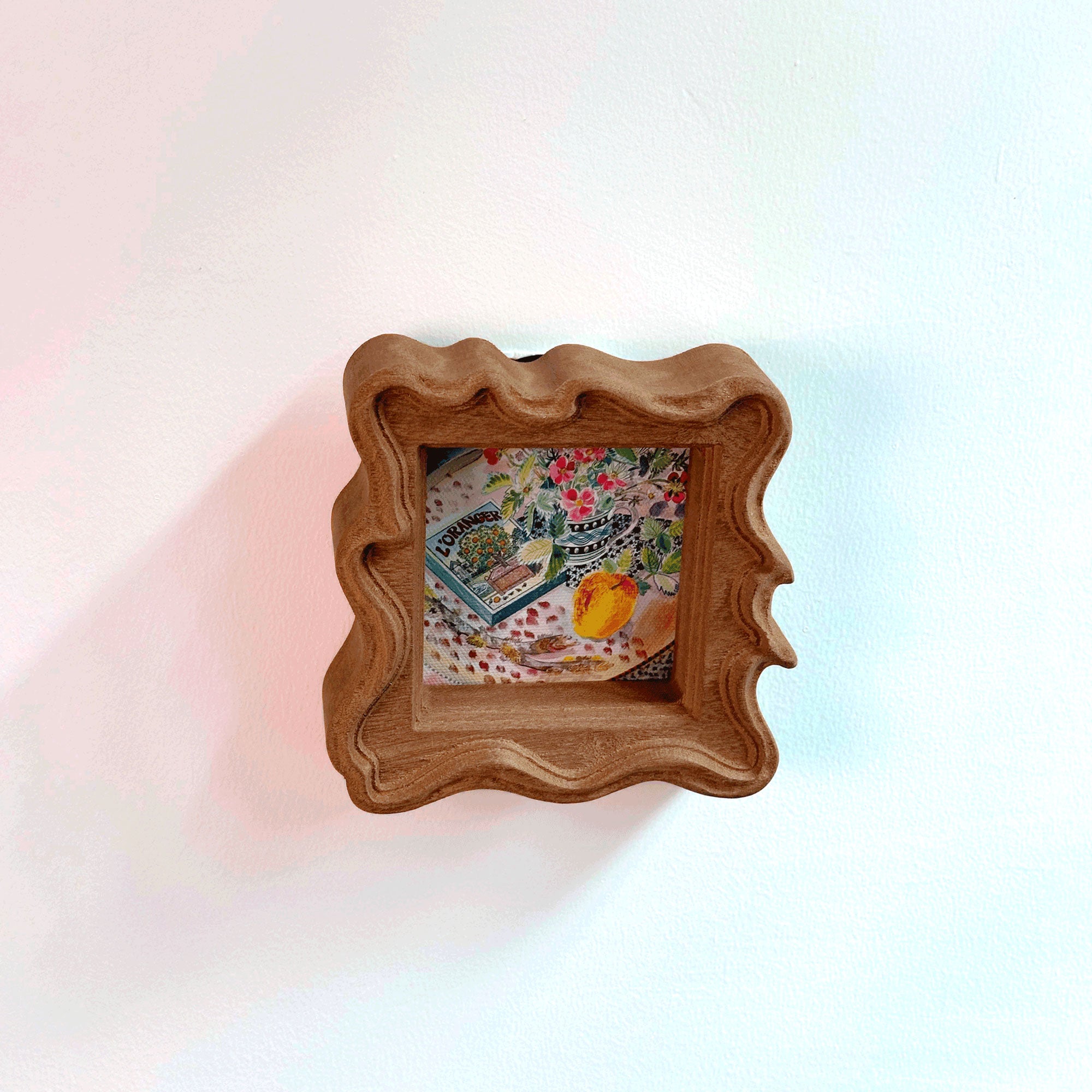 Ornate Wavy Handmade Solid Wood Frame – Fits 3x3"